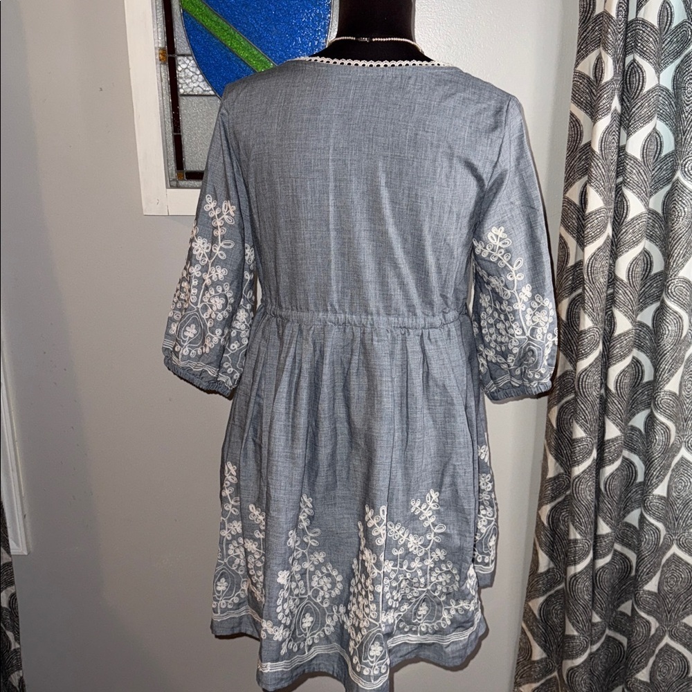 Artka Embroidered Cotton Mini Dress SZ Small - Picture 5 of 7